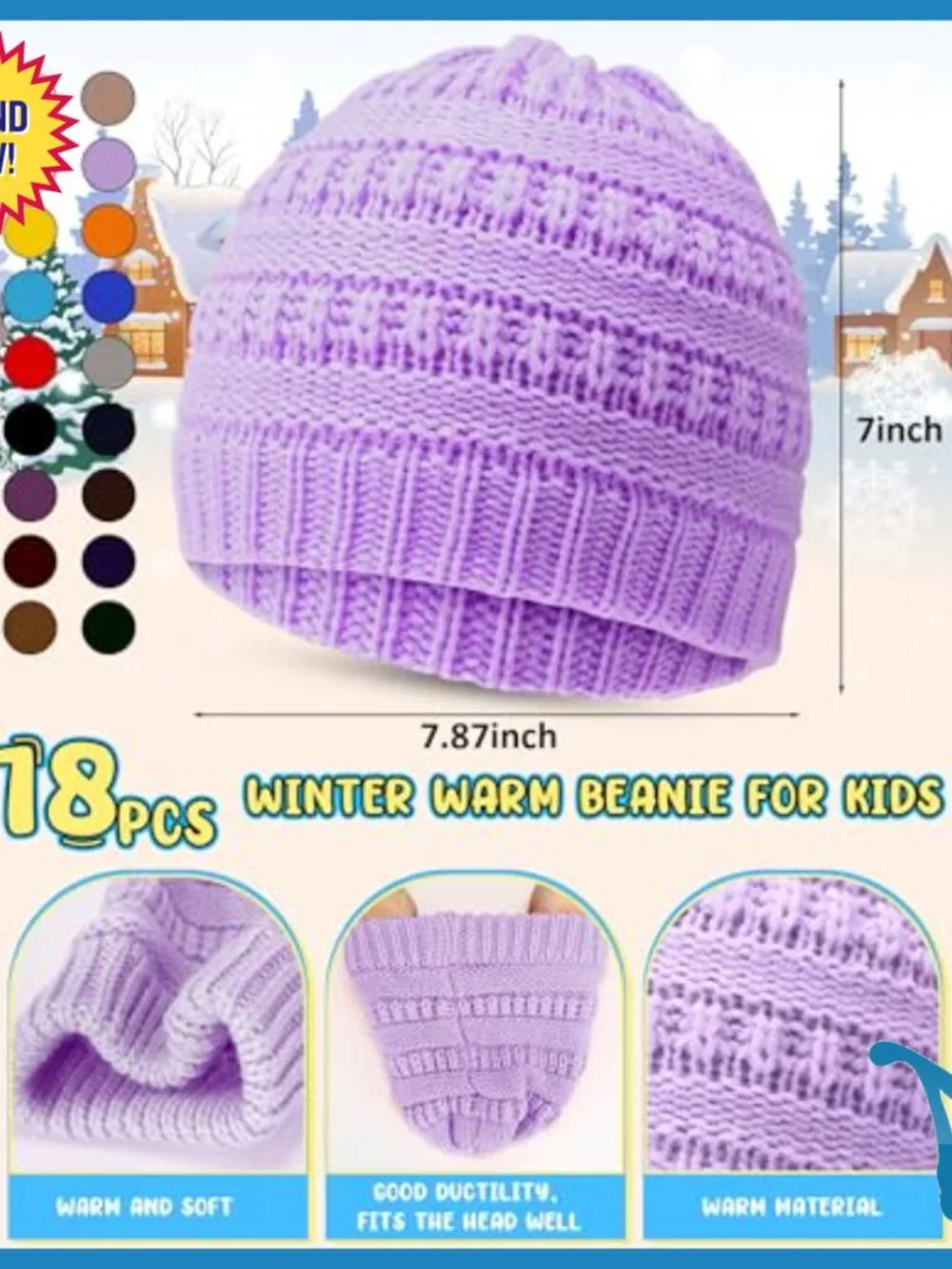 Kids Winter Hat Gloves Scarf Set, Acrylic Knit, 54-Piece Bulk